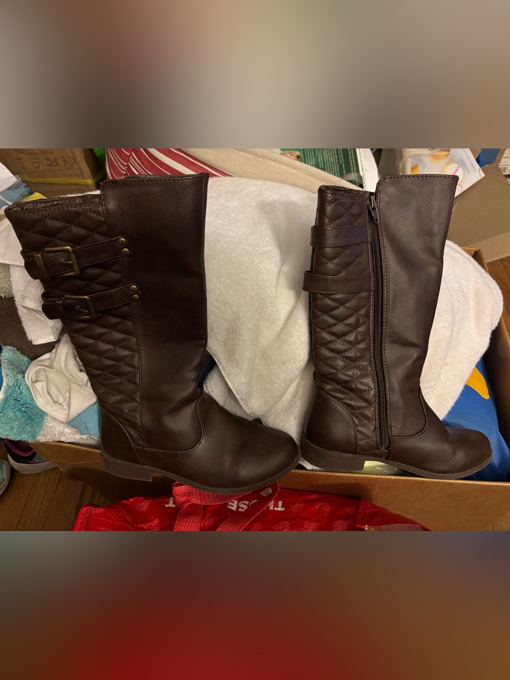Quilted Brown Boots 2M Girls